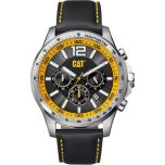 CAT Boston Chrono Watch Black/Yellow with Leather Strap