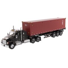 Kenworth 1:50 Scale T880 Tandem Tractor Metallic Black SFFA 40in-Sleeper with 40' Dry goods sea container