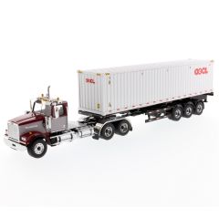 Western Star 1:50 4900 SF Day Cab Maroon & Grey Tandem Tractor with OOCL 40' Sea Container
