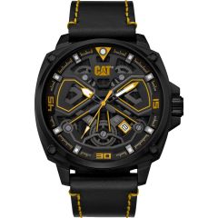 CAT AJ Watch - Black/Yellow with Leather Strap