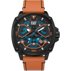 CAT AJ Watch - Black/Blue/Orange with Leather Strap