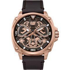 CAT AJ Watch - Black/Rose Gold with Leather Strap