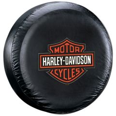 Plasticolor 796 Harley-Davidson Spare Tire Cover - Orange/White Bar & Shield